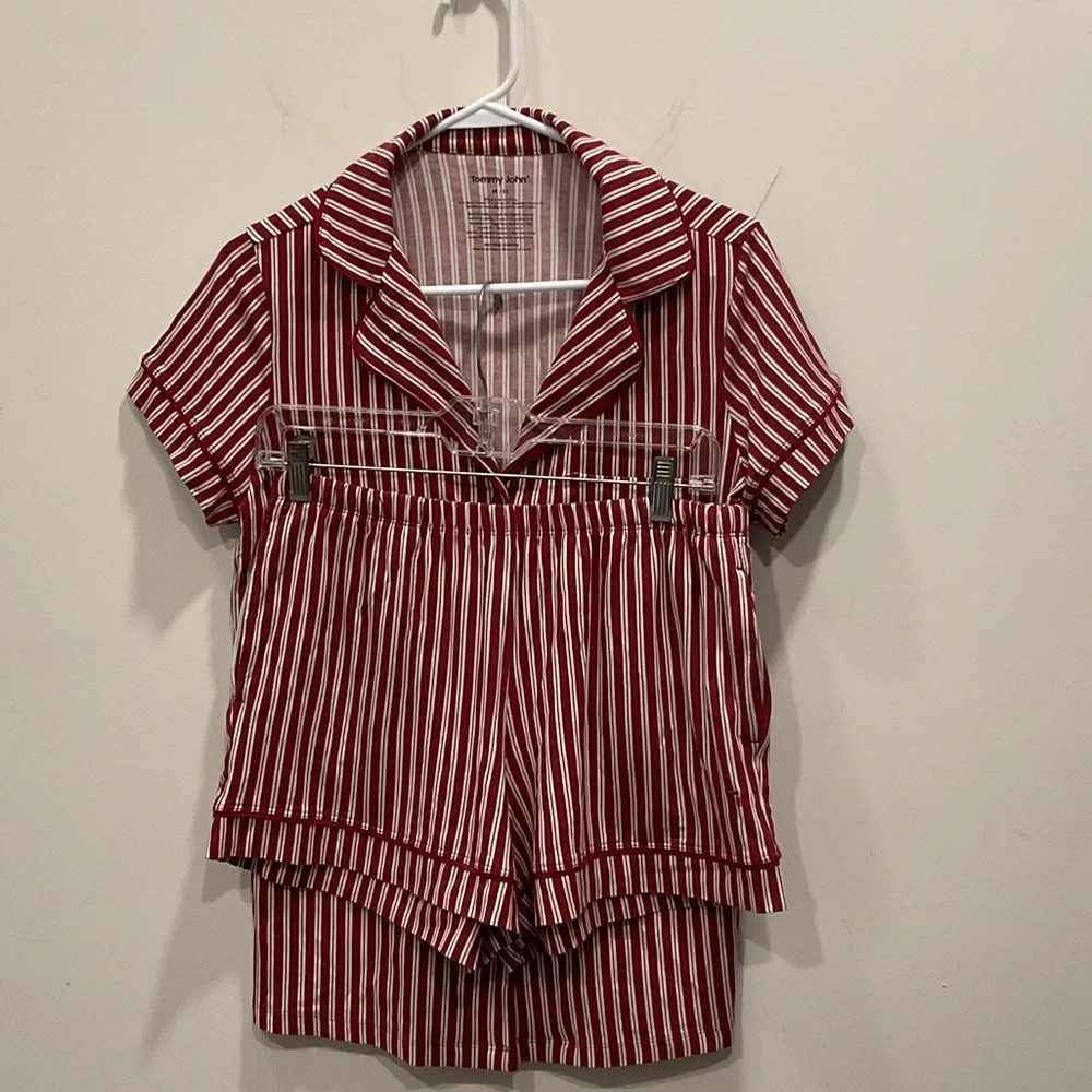 Tommy John Red and White Striped pj set